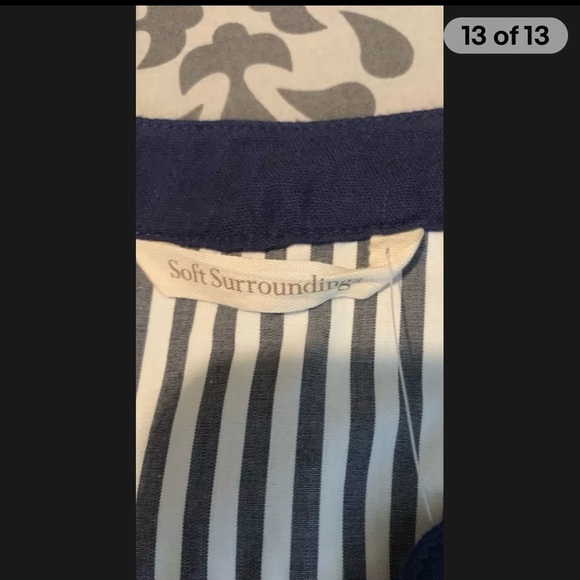 Soft Surroundings Navy Blue Cotton Top Tunic Size S 2 button Long Sleeve V-neck - Picture 12 of 12
